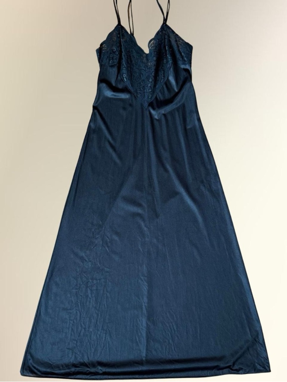 Black Elegant Lace-Trim Maxi Slip Dress